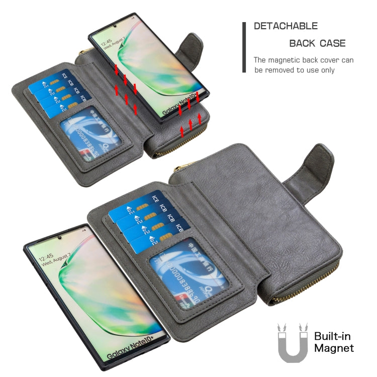 For Galaxy Note 10 Pro Detachable Multifunctional Horizontal Flip Leather Case with Card Slots & Zipper Wallet & Photo Frame