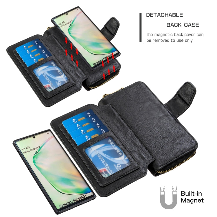 For Galaxy Note 10 Pro Detachable Multifunctional Horizontal Flip Leather Case with Card Slots & Zipper Wallet & Photo Frame