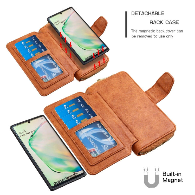For Galaxy Note 10 Pro Detachable Multifunctional Horizontal Flip Leather Case with Card Slots & Zipper Wallet & Photo Frame