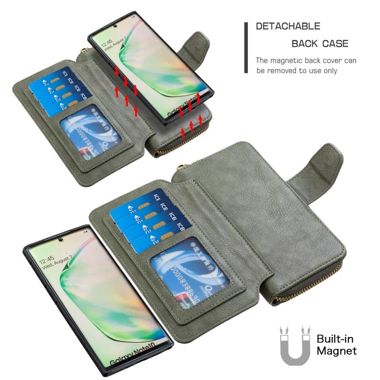 For Galaxy Note 10 Detachable Multifunctional Horizontal Flip Leather Case with Card Slots & Zipper Wallet & Photo Frame