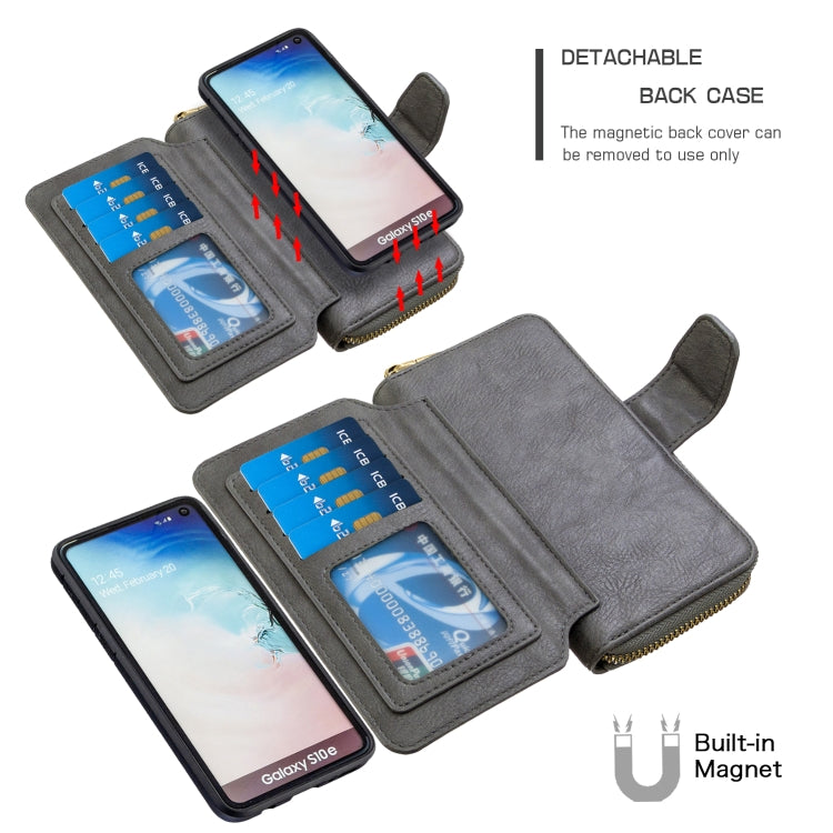 For Galaxy S10e Detachable Multifunctional Horizontal Flip Leather Case with Card Slots & Zipper Wallet & Photo Frame