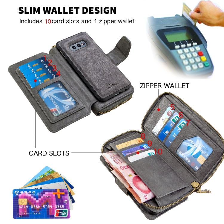 For Galaxy S10e Detachable Multifunctional Horizontal Flip Leather Case with Card Slots & Zipper Wallet & Photo Frame