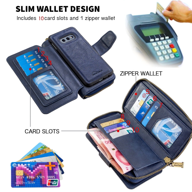 For Galaxy S10e Detachable Multifunctional Horizontal Flip Leather Case with Card Slots & Zipper Wallet & Photo Frame