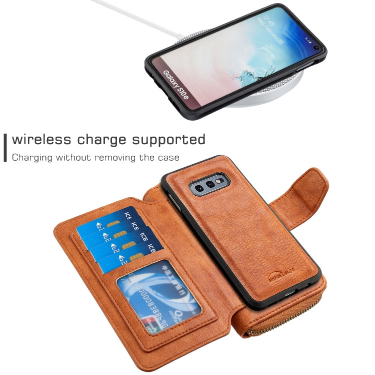 For Galaxy S10e Detachable Multifunctional Horizontal Flip Leather Case with Card Slots & Zipper Wallet & Photo Frame
