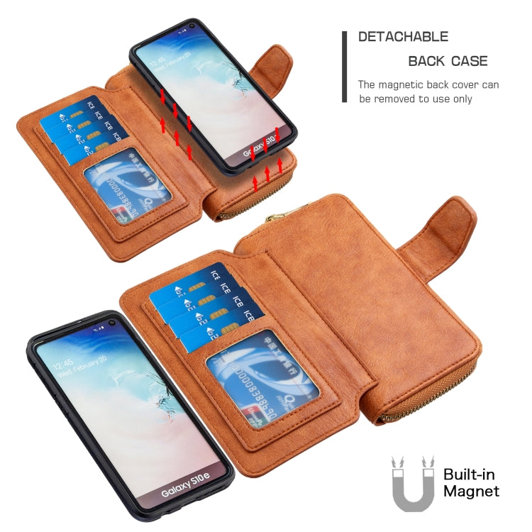 For Galaxy S10e Detachable Multifunctional Horizontal Flip Leather Case with Card Slots & Zipper Wallet & Photo Frame
