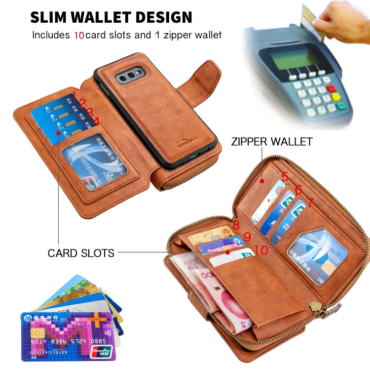 For Galaxy S10e Detachable Multifunctional Horizontal Flip Leather Case with Card Slots & Zipper Wallet & Photo Frame