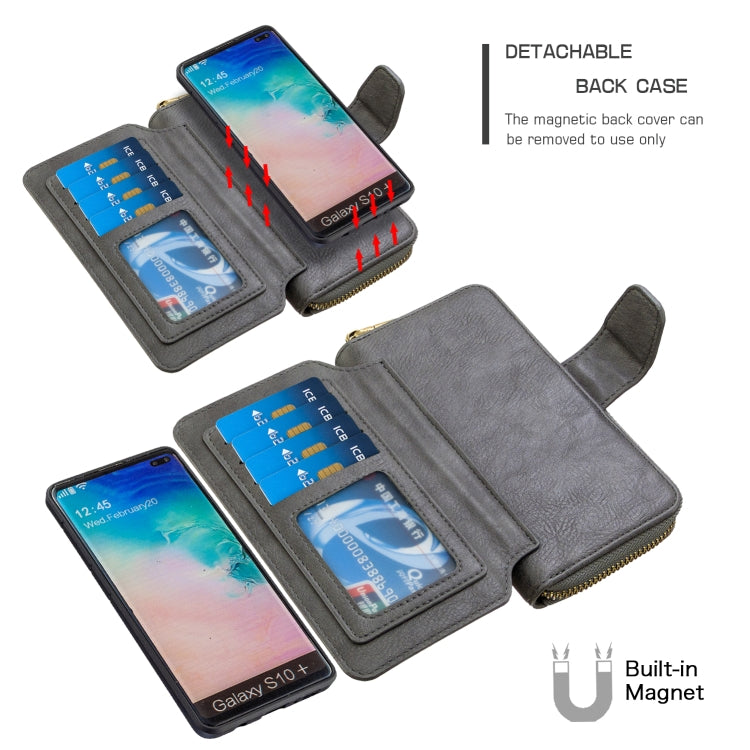 For Galaxy S10 Plus Detachable Multifunctional Horizontal Flip Leather Case with Card Slots & Zipper Wallet & Photo Frame