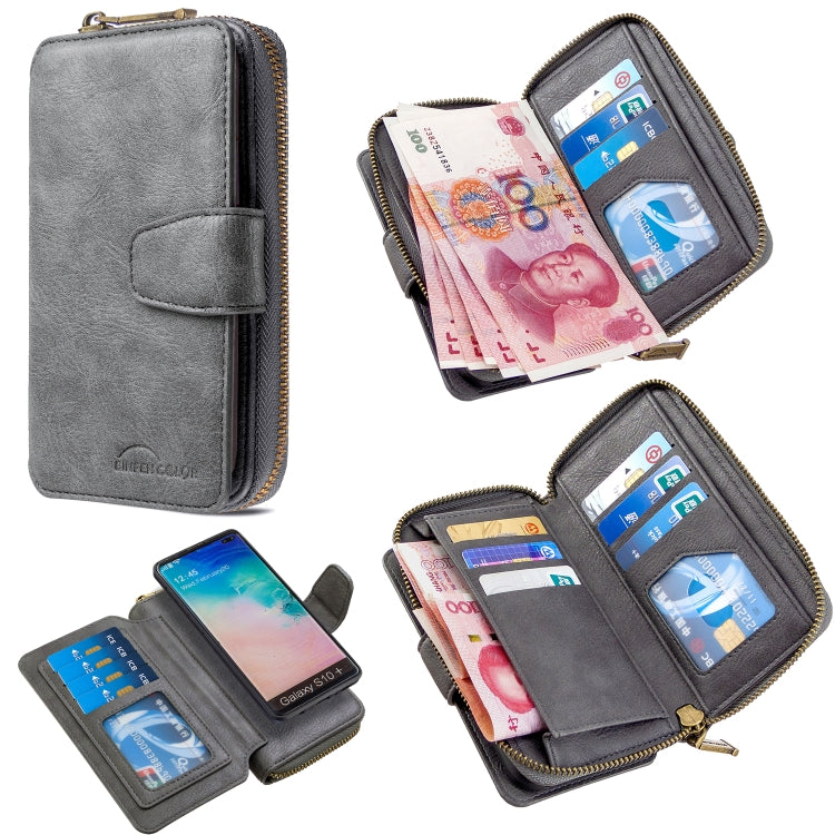 For Galaxy S10 Plus Detachable Multifunctional Horizontal Flip Leather Case with Card Slots & Zipper Wallet & Photo Frame