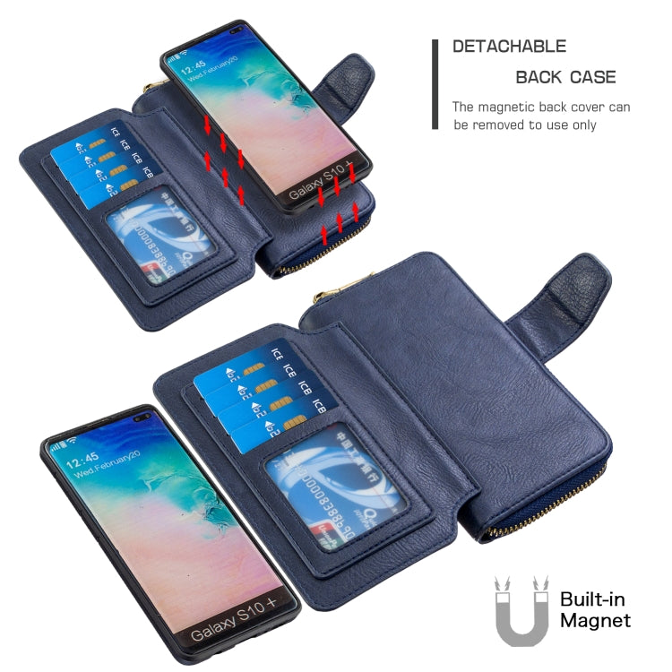 For Galaxy S10 Plus Detachable Multifunctional Horizontal Flip Leather Case with Card Slots & Zipper Wallet & Photo Frame