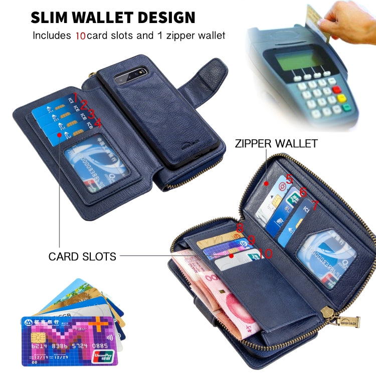 For Galaxy S10 Plus Detachable Multifunctional Horizontal Flip Leather Case with Card Slots & Zipper Wallet & Photo Frame
