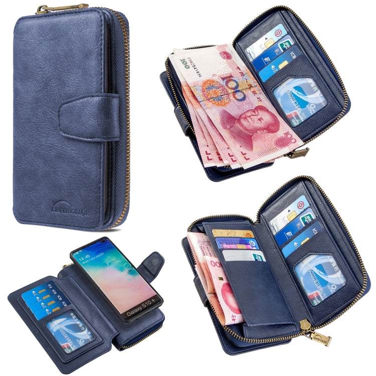 For Galaxy S10 Plus Detachable Multifunctional Horizontal Flip Leather Case with Card Slots & Zipper Wallet & Photo Frame