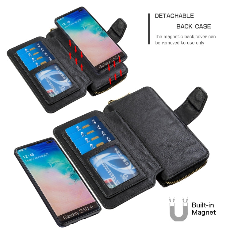 For Galaxy S10 Plus Detachable Multifunctional Horizontal Flip Leather Case with Card Slots & Zipper Wallet & Photo Frame