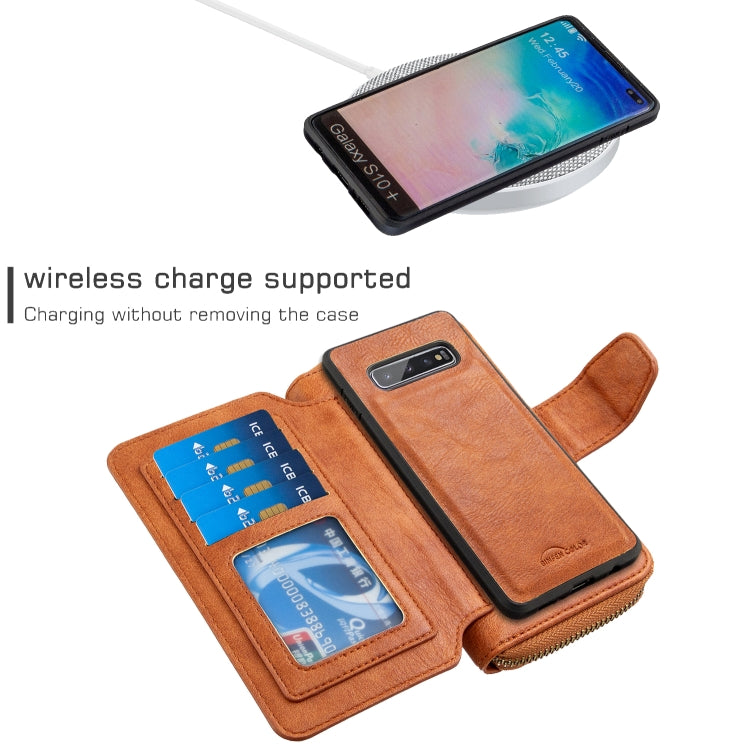 For Galaxy S10 Plus Detachable Multifunctional Horizontal Flip Leather Case with Card Slots & Zipper Wallet & Photo Frame