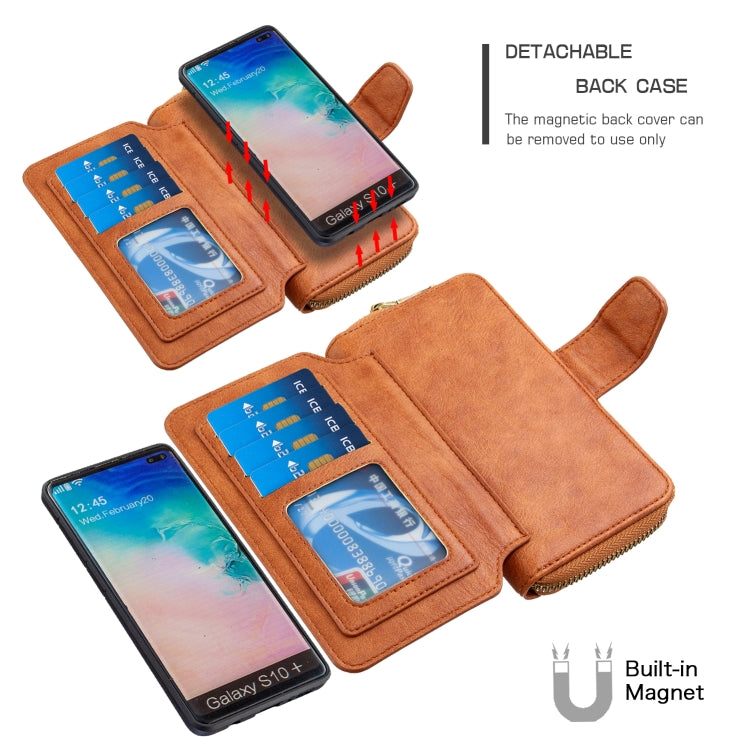 For Galaxy S10 Plus Detachable Multifunctional Horizontal Flip Leather Case with Card Slots & Zipper Wallet & Photo Frame