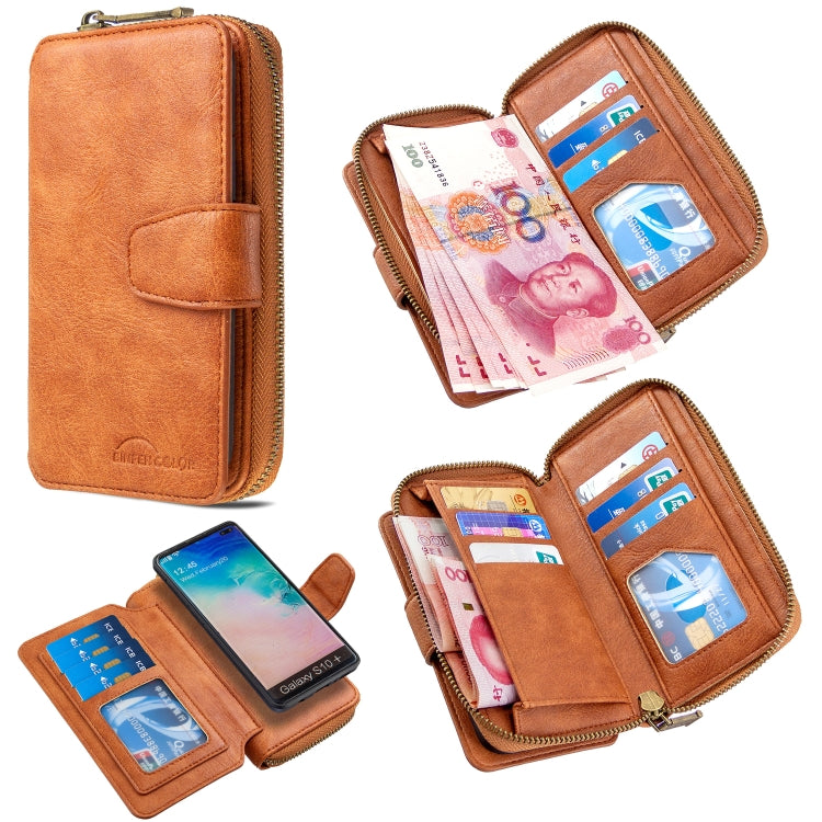 For Galaxy S10 Plus Detachable Multifunctional Horizontal Flip Leather Case with Card Slots & Zipper Wallet & Photo Frame