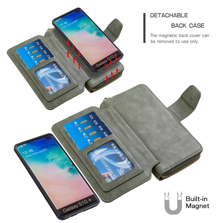 For Galaxy S10 Plus Detachable Multifunctional Horizontal Flip Leather Case with Card Slots & Zipper Wallet & Photo Frame