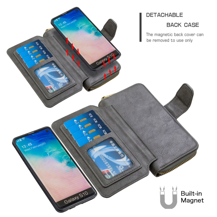 For Galaxy S10 Detachable Multifunctional Horizontal Flip Leather Case with Card Slots & Zipper Wallet & Photo Frame