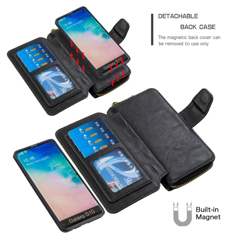 For Galaxy S10 Detachable Multifunctional Horizontal Flip Leather Case with Card Slots & Zipper Wallet & Photo Frame