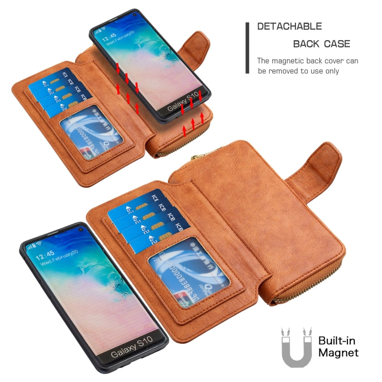 For Galaxy S10 Detachable Multifunctional Horizontal Flip Leather Case with Card Slots & Zipper Wallet & Photo Frame