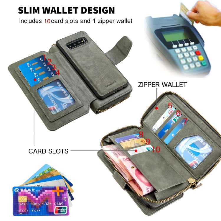 For Galaxy S10 Detachable Multifunctional Horizontal Flip Leather Case with Card Slots & Zipper Wallet & Photo Frame