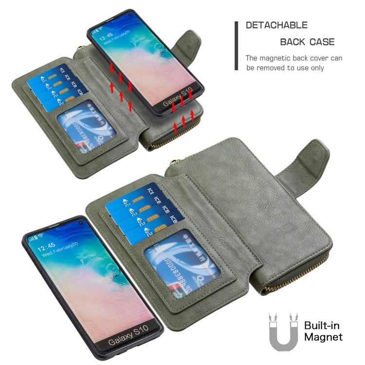 For Galaxy S10 Detachable Multifunctional Horizontal Flip Leather Case with Card Slots & Zipper Wallet & Photo Frame