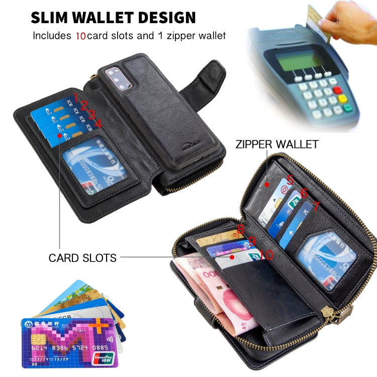 For Galaxy S20 Detachable Multifunctional Horizontal Flip Leather Case with Card Slots & Zipper Wallet & Photo Frame