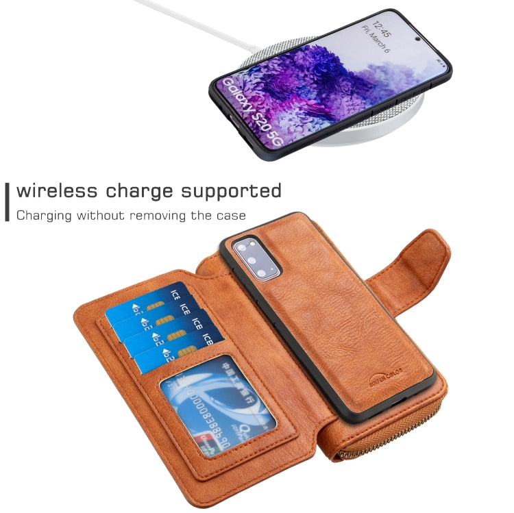 For Galaxy S20 Detachable Multifunctional Horizontal Flip Leather Case with Card Slots & Zipper Wallet & Photo Frame