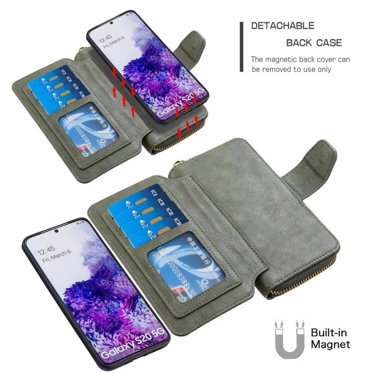 For Galaxy S20 Detachable Multifunctional Horizontal Flip Leather Case with Card Slots & Zipper Wallet & Photo Frame