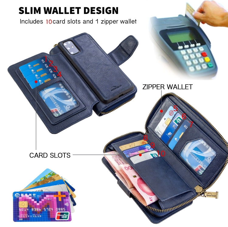 For Galaxy S20 Plus Detachable Multifunctional Horizontal Flip Leather Case with Card Slots & Zipper Wallet & Photo Frame