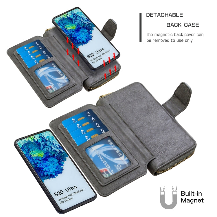 For Galaxy S20 Ultra Detachable Multifunctional Horizontal Flip Leather Case with Card Slots & Zipper Wallet & Photo Frame
