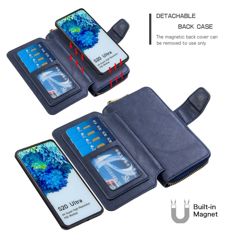 For Galaxy S20 Ultra Detachable Multifunctional Horizontal Flip Leather Case with Card Slots & Zipper Wallet & Photo Frame