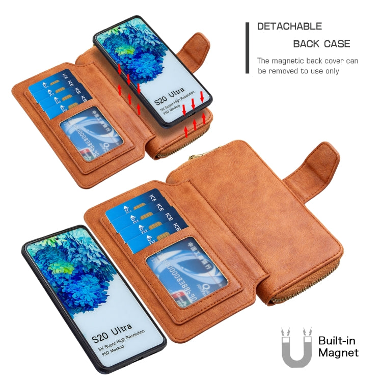 For Galaxy S20 Ultra Detachable Multifunctional Horizontal Flip Leather Case with Card Slots & Zipper Wallet & Photo Frame