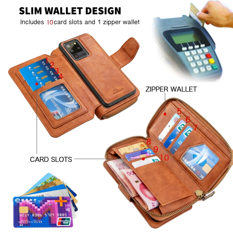 For Galaxy S20 Ultra Detachable Multifunctional Horizontal Flip Leather Case with Card Slots & Zipper Wallet & Photo Frame