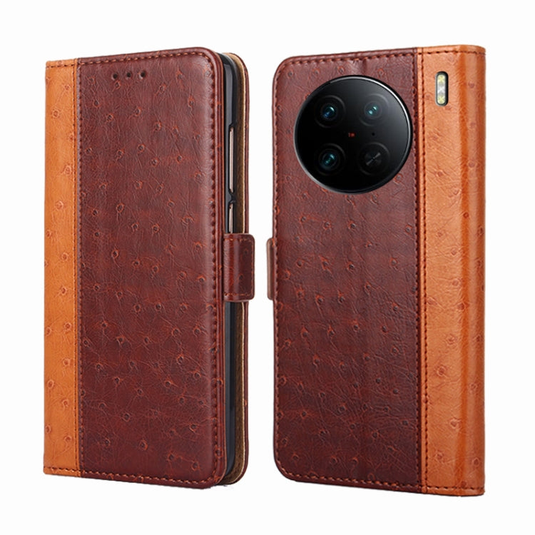 For vivo X90 Pro+ Ostrich Texture Flip Leather Phone Case