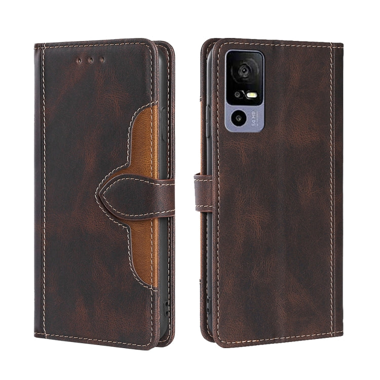 For TCL 40R 5G Skin Feel Magnetic Buckle Leather Phone Case