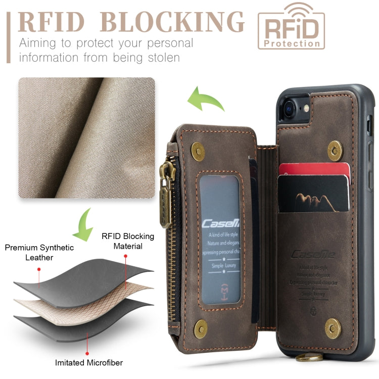 For iPhone SE 2022 / SE 2020 / 7 / 8 CaseMe C20 Multifunctional RFID Leather Phone Case