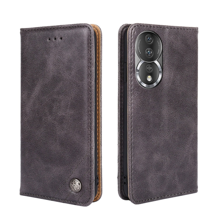 For Honor 80 Non-Magnetic Retro Texture Flip Leather Phone Case