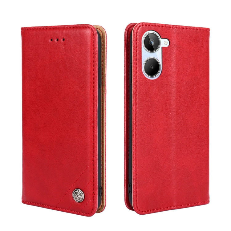 For Realme 10 4G Non-Magnetic Retro Texture Flip Leather Phone Case