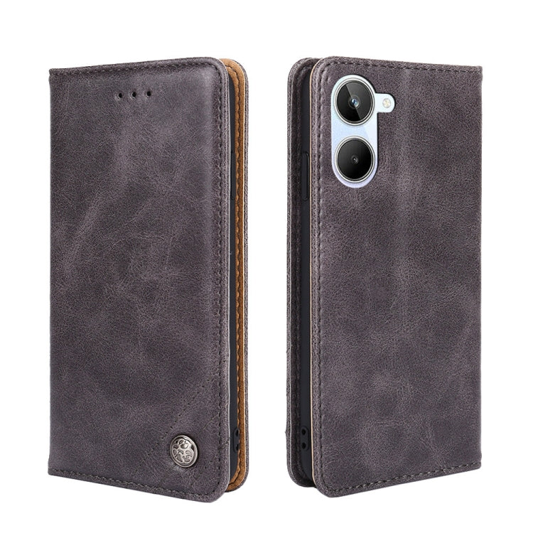 For Realme 10 4G Non-Magnetic Retro Texture Flip Leather Phone Case