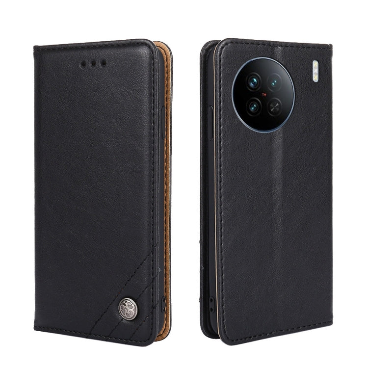 For vivo X90 Non-Magnetic Retro Texture Flip Leather Phone Case