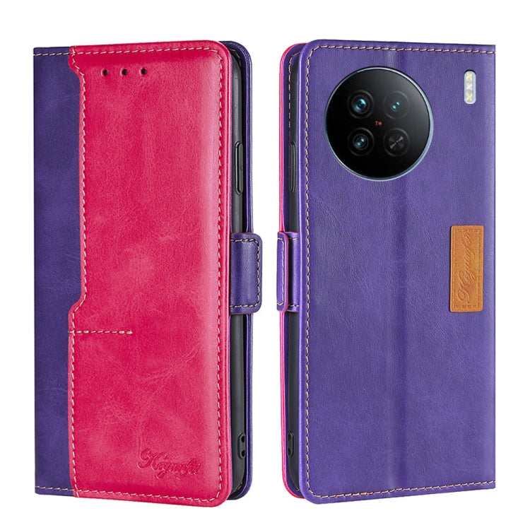For vivo X90 Contrast Color Side Buckle Leather Phone Case