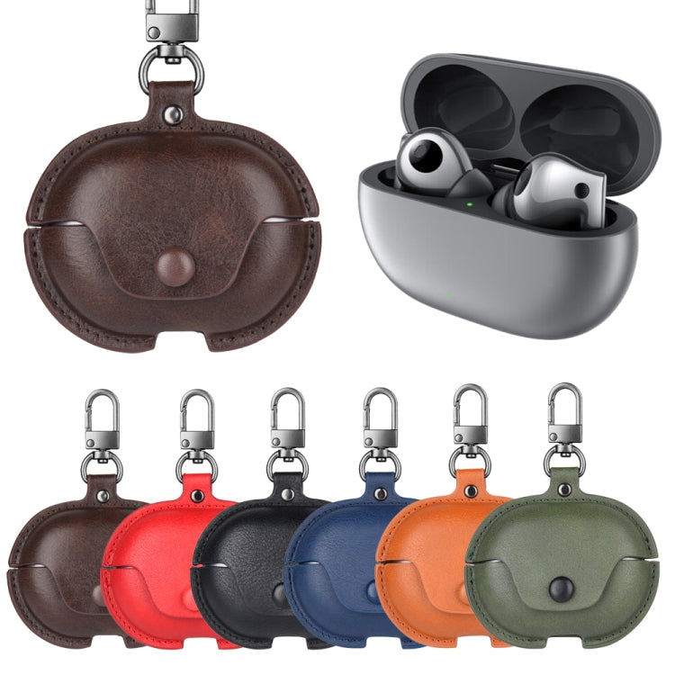For Huawei FreeBuds Pro 2 Business Leather Earphone Protective Case with Hook