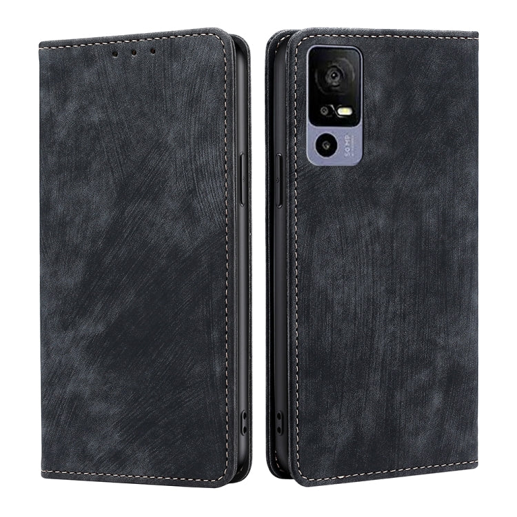 For TCL 40R 5G RFID Anti-theft Brush Magnetic Leather Phone Case