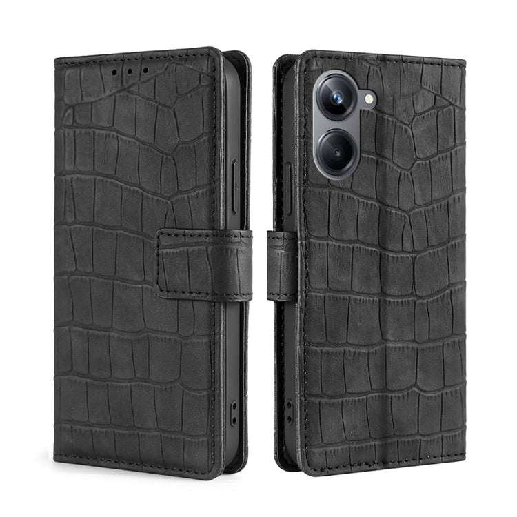 For Realme 10 Pro 5G Skin Feel Crocodile Magnetic Clasp Leather Phone Case