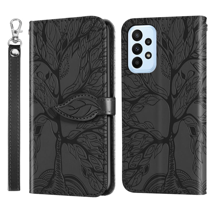 For Samsung Galaxy A24 5G Life Tree Embossing Pattern Leather Phone Case