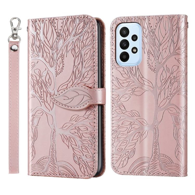 For Samsung Galaxy A24 5G Life Tree Embossing Pattern Leather Phone Case