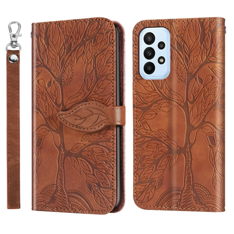 For Samsung Galaxy A24 5G Life Tree Embossing Pattern Leather Phone Case