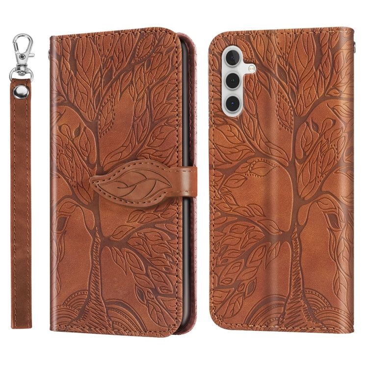 For Samsung Galaxy A34 5G Life Tree Embossing Pattern Leather Phone Case