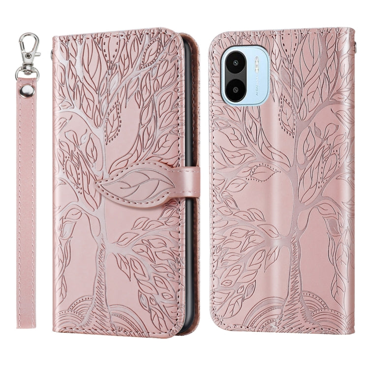 For Xiaomi Redmi A1 Life Tree Embossing Pattern Leather Phone Case