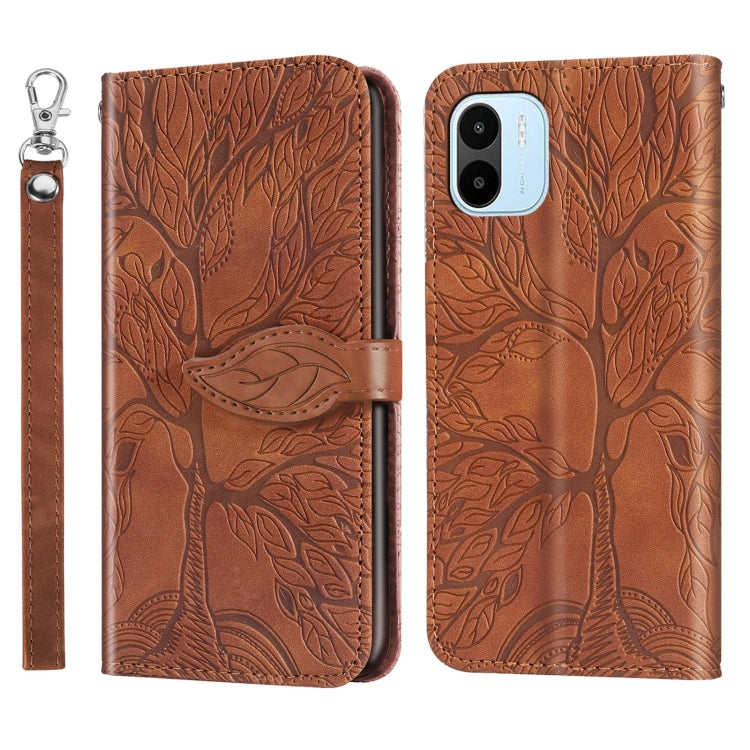 For Xiaomi Redmi A1 Life Tree Embossing Pattern Leather Phone Case